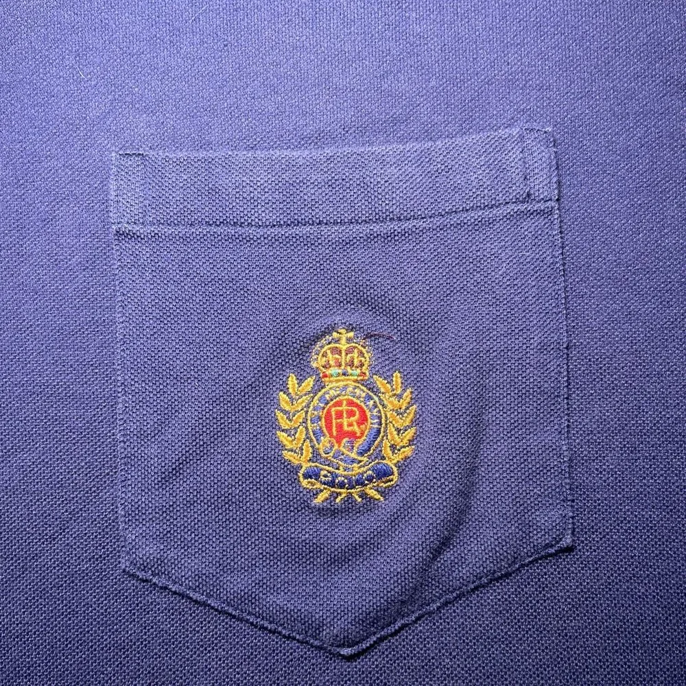VTG Polo By Ralph Lauren Mens SZ XL Navy Blue Short Sleeve Crest Embroidered